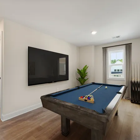 a pool table in a room