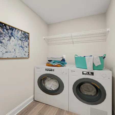a washing machine in a room