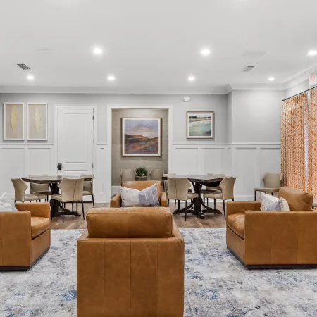 a large living room with a large white door
