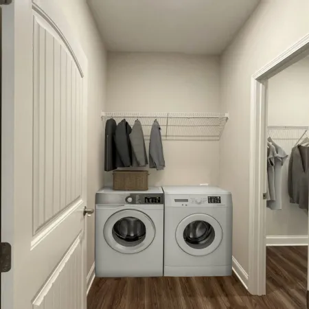 a room with a washer and dryer