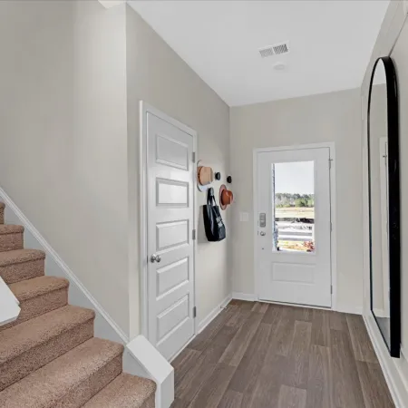 a staircase leading to a door