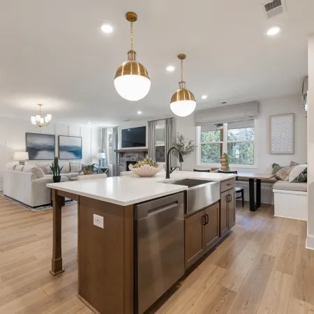 a kitchen with a large island
