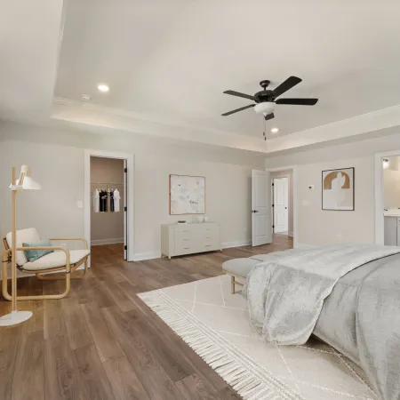 a bedroom with a large bed