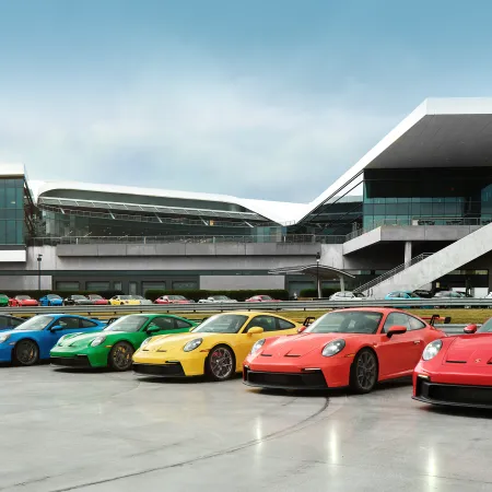a group of cars parked outside a building