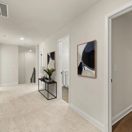 a room with a mirror and a table