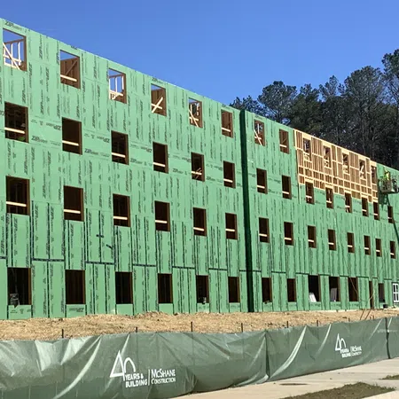 Essayon Construction Group wood framing Crossing Pointe at Christian City Union City GA