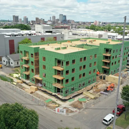 a high angle view of a building