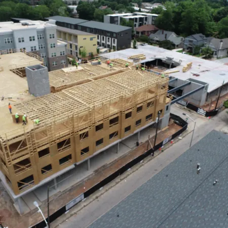 a high angle view of a building