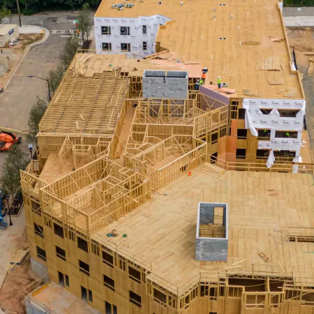 a high angle view of a building under construction