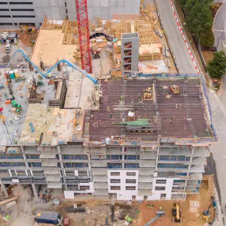 a high angle view of a building under construction