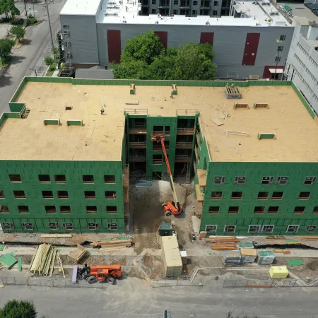 a high angle view of a building