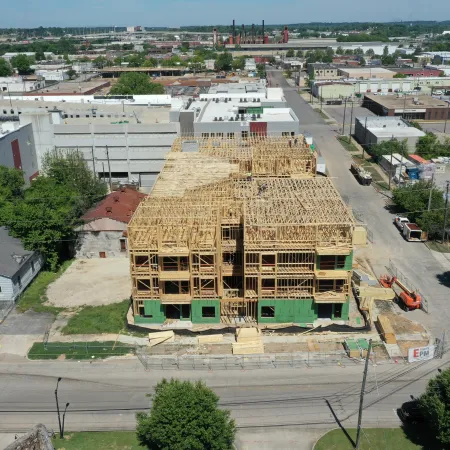 a high angle view of a building