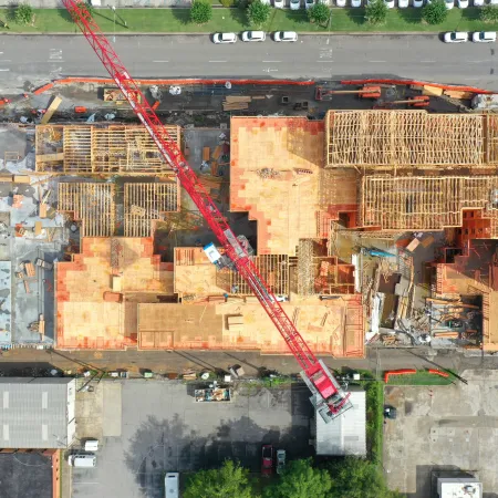 a crane lifting a container