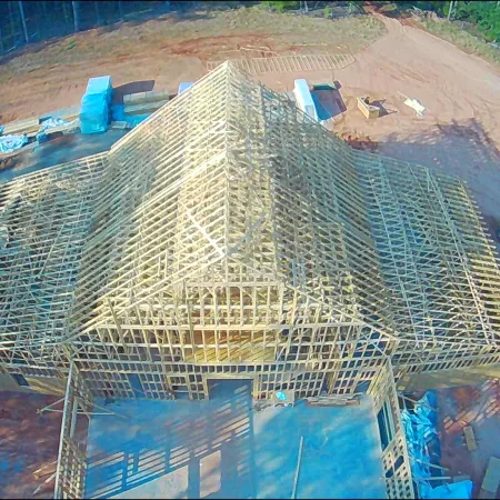 a high angle view of a building under construction