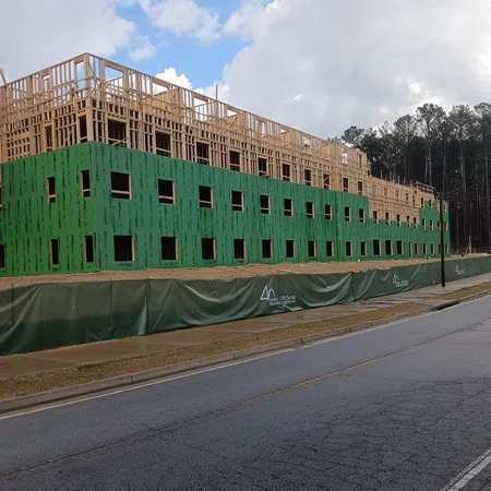 Essayon Construction Group wood framing Crossing Pointe at Christian City Union City GA