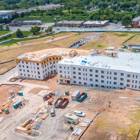 a high angle view of a building