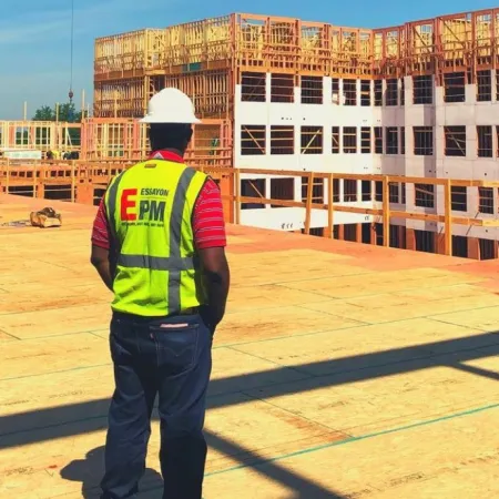 a man wearing a safety vest