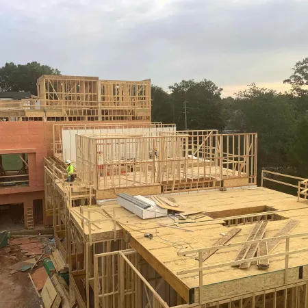 a construction site with a building under construction