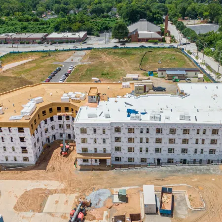 a high angle view of a building