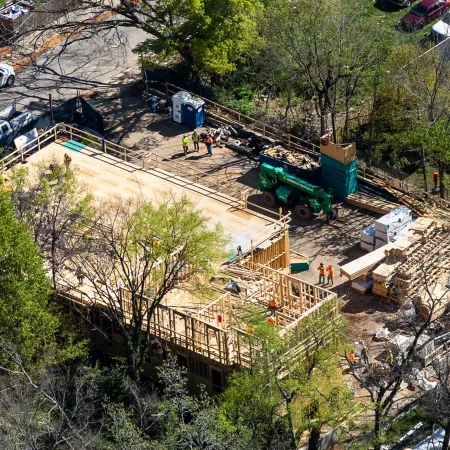 a construction site with a crane