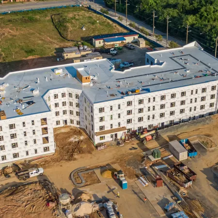 a high angle view of a building