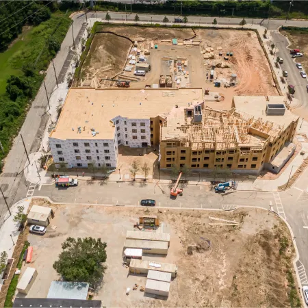 a high angle view of a building