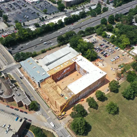 aerial view of a building