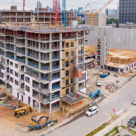 a high angle view of a building under construction