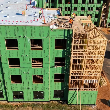 a high angle view of a building under construction