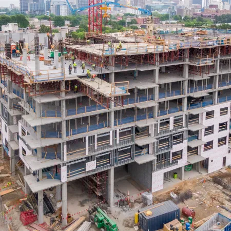 a high angle view of a building under construction