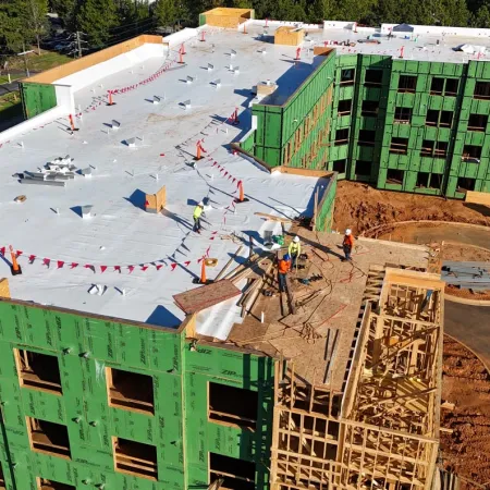 a high angle view of a building under construction