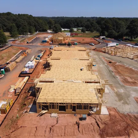 a high angle view of a building under construction