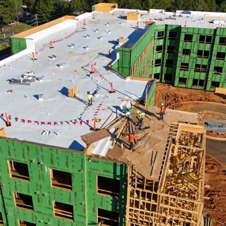 a high angle view of a building under construction