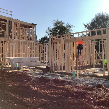 a person standing on a construction site