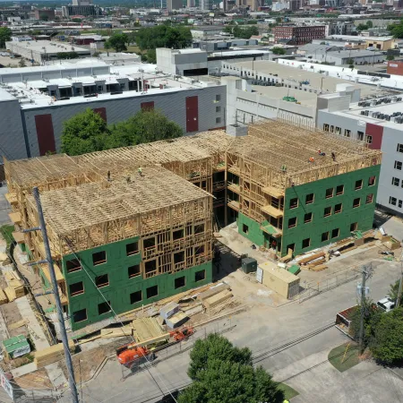 a high angle view of buildings