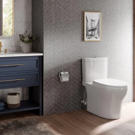 a bathroom with a toilet and sink