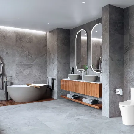 a bathroom with a tub sink and toilet