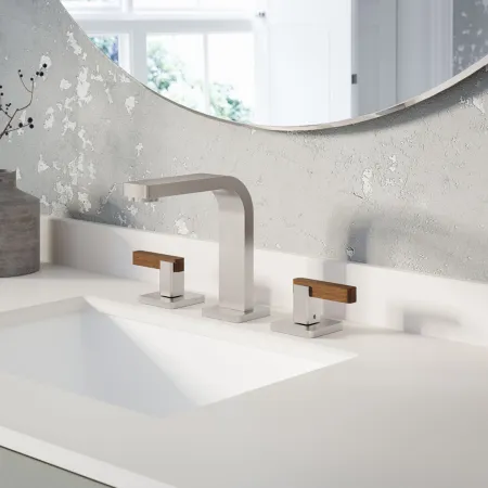 a bathroom with a large mirror