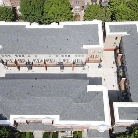 a building with a parking lot