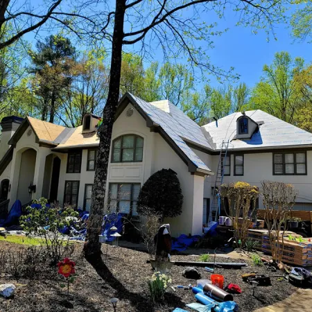 a house with a yard and trees