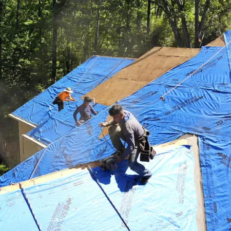 a group of people on a trampoline