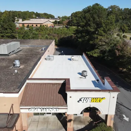 a building with a parking lot