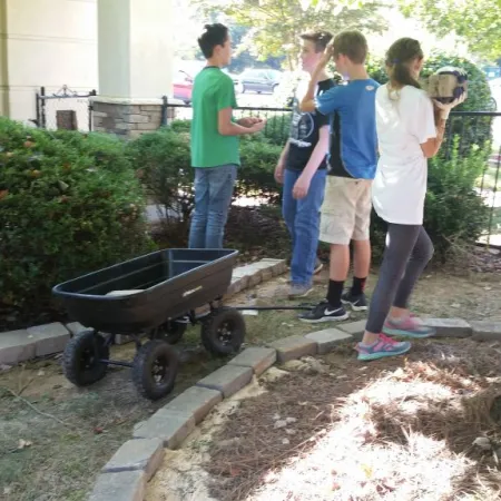 a group of people standing outside