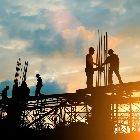 a group of people on a roof