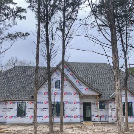 a building with trees in front of it