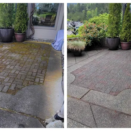 a collage of a patio