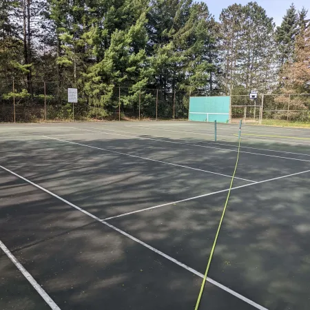 a tennis court with a net