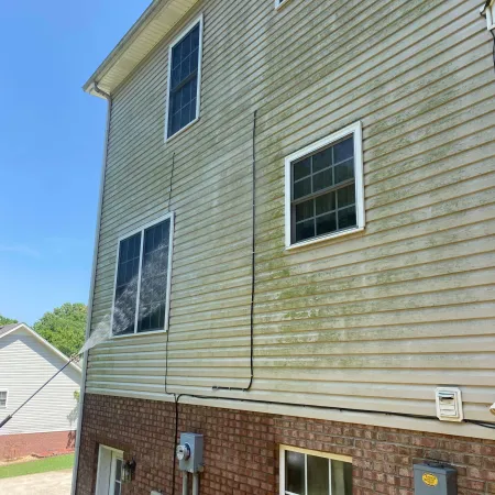 a brick building with windows