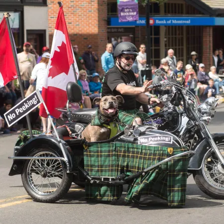 a person riding a motorcycle with a dog on the back