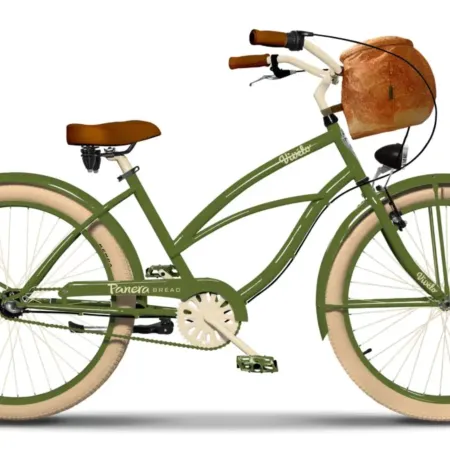 a green and white bicycle